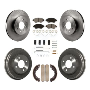 Front Rear Brake Rotor Semi-Metallic Pad Drum Kit (7Pc) For Honda Civic With 4 Lug Wheels K8S-103697