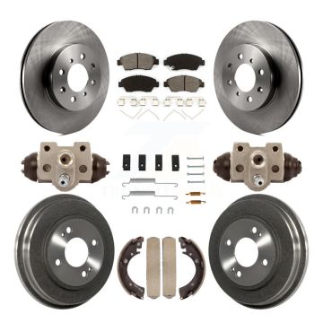 Front Rear Brake Rotor Semi-Metallic Pad Drum Kit (9Pc) For Honda Civic With 4 Lug Wheels K8S-103711