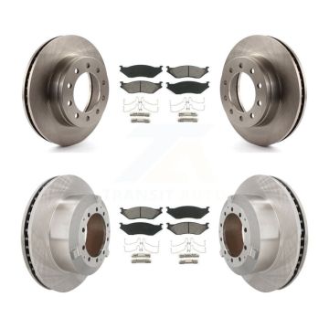 Front Rear Brake Rotors Semi-Metallic Pad Kit For Ford F-450 Super Duty F-550 CF500 CF600 K8S-103795