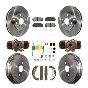 Front Rear Disc Brake Rotors Semi-Metallic Pads And Drum Kit (9Pc) For Toyota Yaris K8S-103832
