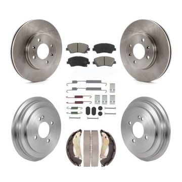 Front Rear Disc Brake Rotor Semi-Metallic Pad Drum Kit (7Pc) For 2012-2017 Hyundai Accent K8S-104068