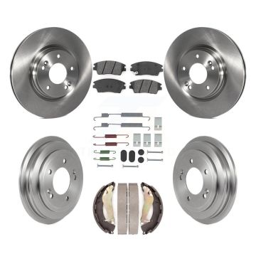 Front Rear Brake Rotors Semi-Metallic Pad & Drum Kit (7Pc) For 17-20 Hyundai Elantra 1.6L K8S-104069