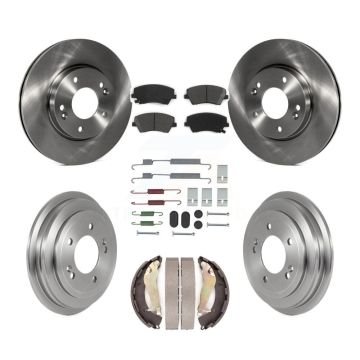 Front Rear Disc Brake Rotors Semi-Metallic Pads And Drum Kit (7Pc) For Hyundai Elantra K8S-104070