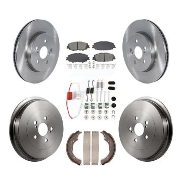 Front Rear Disc Brake Rotor Semi-Metallic Pad Drum Kit (7Pc) For 2019 Toyota Corolla 2.0L K8S-104072