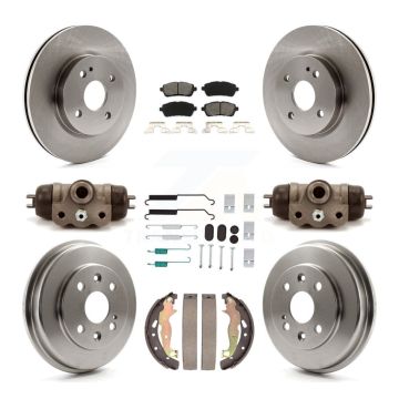 Front Rear Disc Brake Rotors Semi-Metallic Pads And Drum Kit (9Pc) For 2011-2014 Mazda 2 K8S-104086