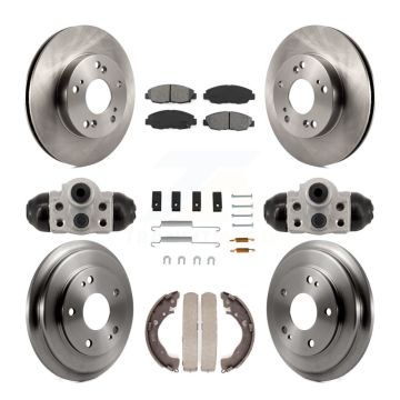 Front Rear Disc Brake Rotors Semi-Metallic Pads And Drum Kit (9Pc) For Honda Civic K8S-104214