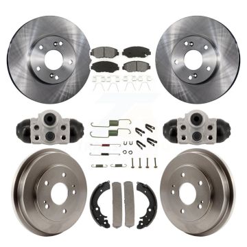 Front Rear Disc Brake Rotors Semi-Metallic Pads And Drum Kit (9Pc) For Honda Fit K8S-104215