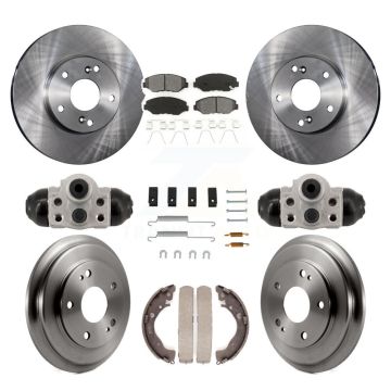 Front Rear Disc Brake Rotors Semi-Metallic Pads And Drum Kit (9Pc) For Honda Civic K8S-104216