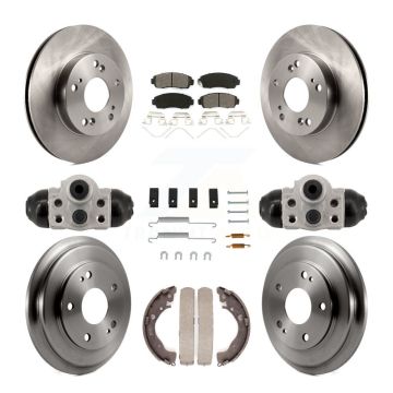 Front Rear Disc Brake Rotors Semi-Metallic Pads And Drum Kit (9Pc) For Honda Civic K8S-104217