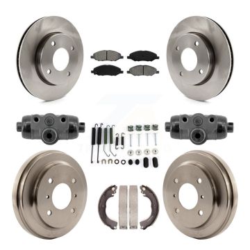 Front Rear Brake Rotor Semi-Metallic Pad Drum Kit (9Pc) For Nissan Versa With 4 Wheel ABS K8S-104220
