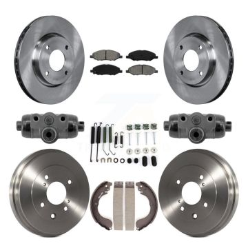 Front Rear Brake Rotor Semi-Metallic Pad Drum Kit (9Pc) For 2008 Nissan Versa 4-Wheel ABS K8S-104223
