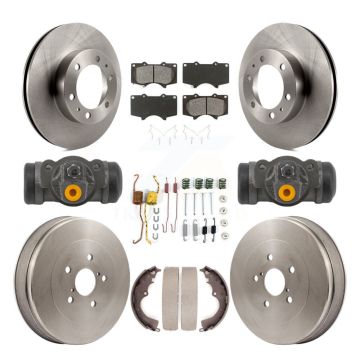Front Rear Disc Brake Rotor Semi-Metallic Pad & Drum Kit (9Pc) For 2015 Toyota Tacoma RWD K8S-104227