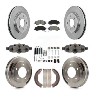 Front Rear Disc Brake Rotors Semi-Metallic Pads And Drum Kit (9Pc) For Mitsubishi Lancer K8S-104229