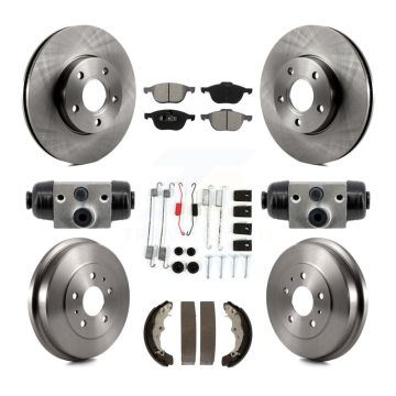 Front Rear Disc Brake Rotor Semi-Metallic Pad And Drum Kit (9Pc) For Ford Focus FMSI=1004 K8S-104231
