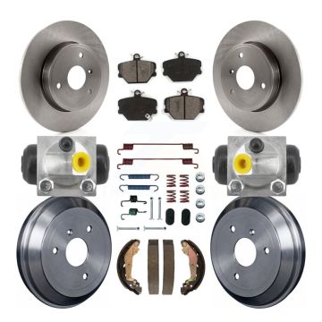 Front Rear Disc Brake Rotors Semi-Metallic Pads And Drum Kit (9Pc) For Smart Fortwo K8S-104235