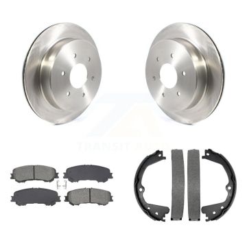 Rear Disc Rotors Semi-Metallic Pads & Parking Brake Shoes Kit For 2017-2023 Nissan TITAN K8S-104275