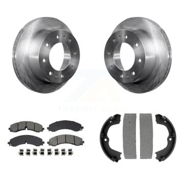 Rear Disc Rotors Semi-Metallic Pads & Parking Shoes Kit For GMC Chevrolet Sierra 2500 HD K8S-104277
