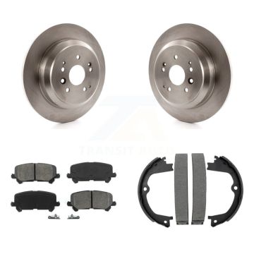 Rear Disc Rotors Semi-Metallic Pads And Parking Brake Shoes Kit For 2014-2016 Acura MDX K8S-104279
