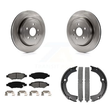 Rear Disc Rotors Semi-Metallic Pads And Parking Brake Shoes Kit For Cadillac CTS K8S-104283