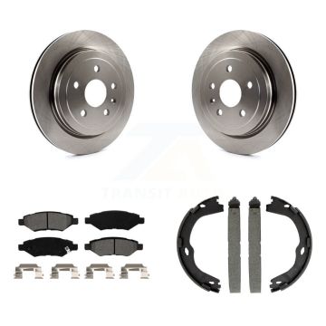 Rear Disc Rotors Semi-Metallic Pads And Parking Brake Shoes Kit For Cadillac CTS K8S-104284
