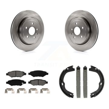Rear Disc Rotors Semi-Metallic Pads And Parking Brake Shoes Kit For Cadillac CTS K8S-104285