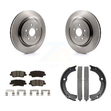 Rear Disc Rotors Semi-Metallic Pads Parking Shoes Kit For 15 Cadillac CTS Coupe with 6.2L K8S-104286