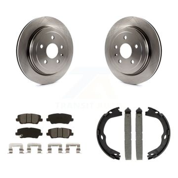 Rear Disc Rotors Semi-Metallic Pads And Parking Brake Shoes Kit For Cadillac CTS K8S-104287