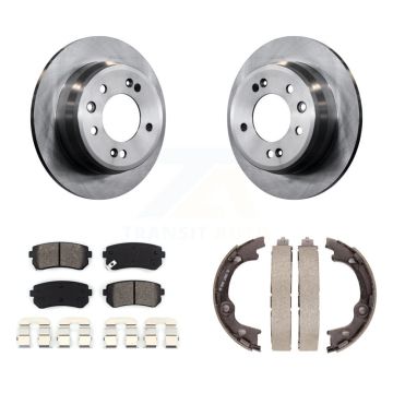 Rear Disc Rotors Semi-Metallic Pads & Parking Brake Shoes Kit For Hyundai Tucson Elantra K8S-104292