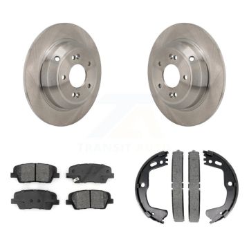 Rear Disc Rotors Semi-Metallic Pads & Parking Brake Shoes Kit For Kia Stinger Genesis G70 K8S-104296