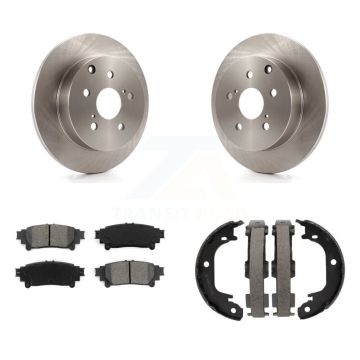 Rear Disc Rotors Semi-Metallic Pads And Parking Brake Shoes Kit For Toyota Prius V Mirai K8S-104297