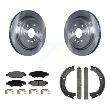 Rear Disc Rotors Semi-Metallic Pads & Parking Brake Shoes Kit For 2010-2016 Cadillac SRX K8S-104302