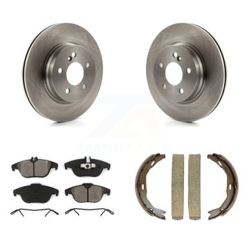 Rear Disc Rotors Semi-Metallic Pads & Parking Shoes Kit For Mercedes-Benz C300 C350 E350 K8S-104306
