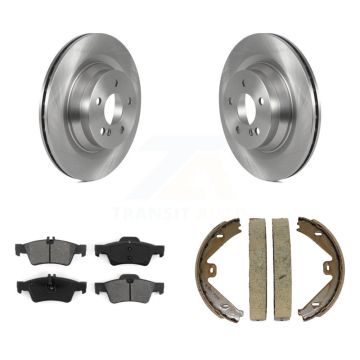 Rear Disc Rotors Semi-Metallic Pads Parking Brake Shoes Kit For Mercedes-Benz E550 CLS550 K8S-104310