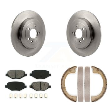 Rear Disc Rotors Semi-Metallic Pads And Parking Brake Shoes Kit For Lincoln MKT K8S-104316
