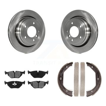 Rear Disc Rotors Semi-Metallic Pads & Parking Brake Shoes Kit For BMW 540i 530i 528i 525i K8S-104323