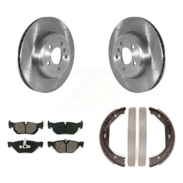 Rear Disc Rotors Semi-Metallic Pads And Parking Brake Shoes Kit For BMW 328i xDrive K8S-104332