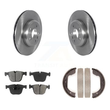 Rear Disc Rotors Semi-Metallic Pads Parking Shoes Kit For BMW 535i GT xDrive 740Li 740i 7 K8S-104337