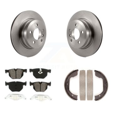 Rear Disc Rotors Semi-Metallic Pads And Parking Brake Shoes Kit For BMW X5 X6 K8S-104339