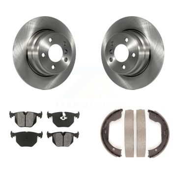 Rear Disc Rotors Semi-Metallic Pads And Parking Brake Shoes Kit For BMW X5 K8S-104341
