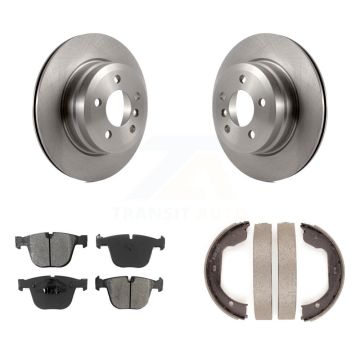 Rear Disc Rotors Semi-Metallic Pads Parking Shoes Kit For 09 BMW X6 xDrive35i From 10 08 K8S-104346