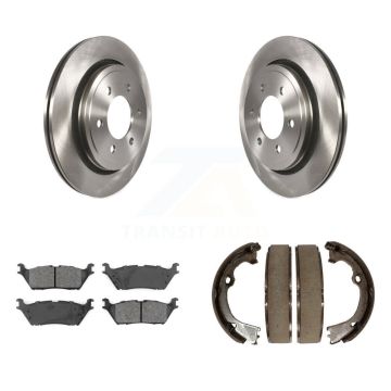 Rear Disc Rotors Semi-Metallic Pads And Parking Brake Shoes Kit For Ford F-150 K8S-104350