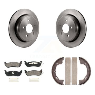 Rear Disc Rotors Semi-Metallic Pads And Parking Shoes Kit For Mercury Grand Marquis Ford K8S-104353
