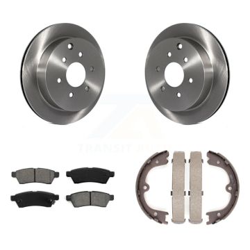 Rear Disc Rotors Semi-Metallic Pads & Parking Brake Shoes Kit For Nissan Frontier Xterra K8S-104356