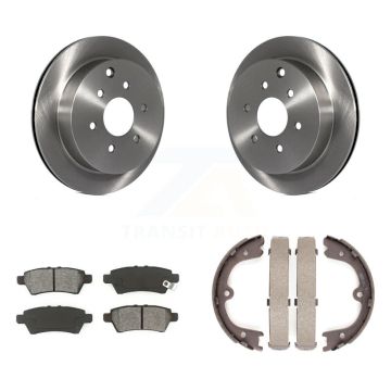Rear Disc Rotors Semi-Metallic Pads & Parking Brake Shoes Kit For 2006-2007 Nissan Xterra K8S-104358