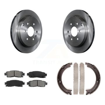 Rear Disc Rotors Semi-Metallic Pads Parking Shoes Kit For GMC Acadia Buick Enclave Saturn K8S-104361