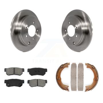 Rear Disc Rotors Semi-Metallic Pads & Parking Brake Shoes Kit For 2006-2009 Hyundai Azera K8S-104374