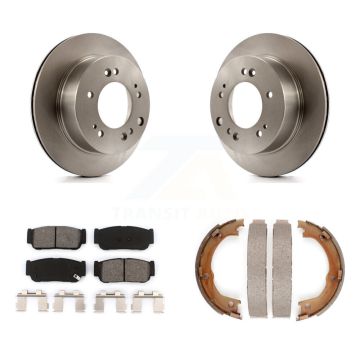 Rear Disc Rotors Semi-Metallic Pads And Parking Brake Shoes Kit For 2007-2009 Kia Sorento K8S-104376