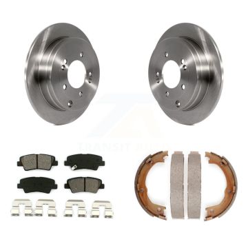 Rear Disc Rotors Semi-Metallic Pads And Parking Brake Shoes Kit For 2007-2009 Kia Amanti K8S-104377