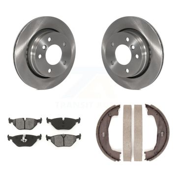 Rear Disc Rotors Semi-Metallic Pads And Parking Brake Shoes Kit For BMW 320i 323Ci 323i K8S-104390
