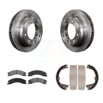 Rear Disc Rotors Semi-Metallic Pads And Parking Shoes Kit For Ford E-350 Super Duty E-250 K8S-104393